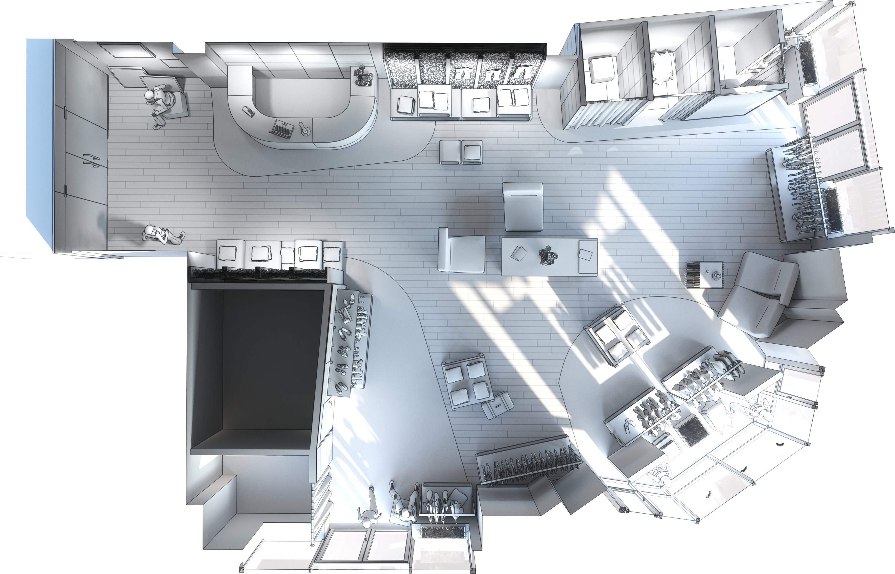 Overhead view of a measurable retail floor